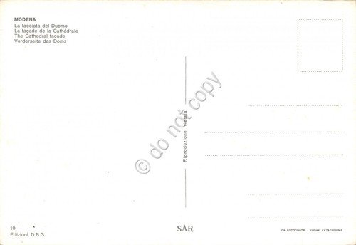 Cartolina Modena Duomo Facciata Ed SAR