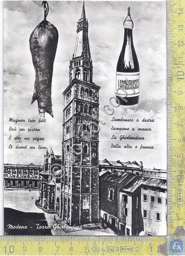 Cartolina Modena Illustrata Torre Lambrusco Zampone anni '50 | Immagine principale