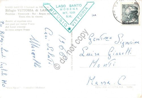 Cartolina Modena Lago Santo Rifugio Vittoria 1966