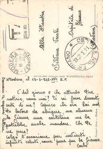 Cartolina Modena Largo Garibaldi 1942