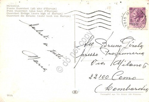 Cartolina Modica Ponte Guerrieri 1969