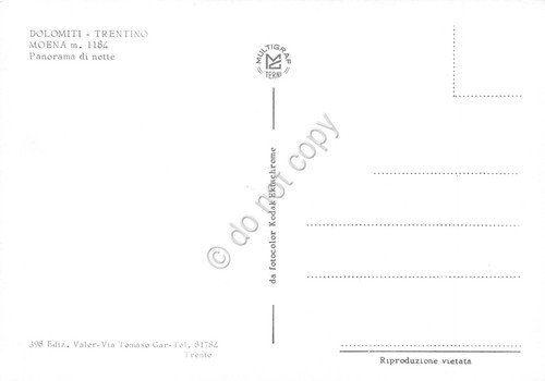 Cartolina Moena panorama Notturno paese case anni '70 | Immagine Gallery 2