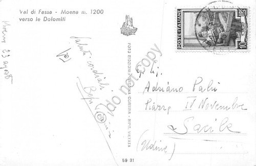 Cartolina Moena Val di fassa panorama anni '50