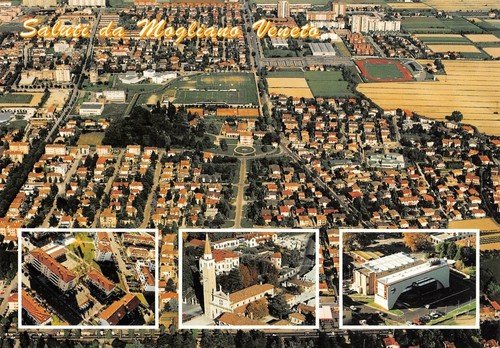 Cartolina Mogliano Veneto Panorama aereo Collegio Astori vedutine