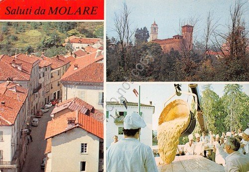 Cartolina Molare vedute Sagra del polentone 1980