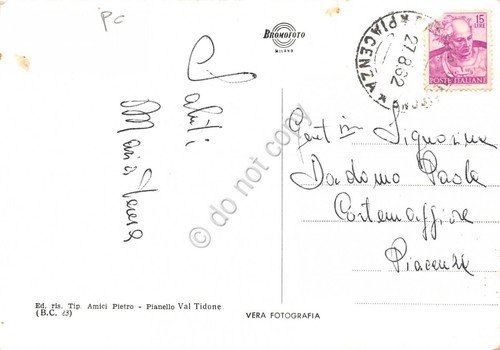 Cartolina Molato Serbatoio Val Tidone 1962