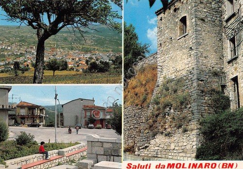Cartolina Molinaro Molinara vedute varie Piazza S. Maria Torre castello …