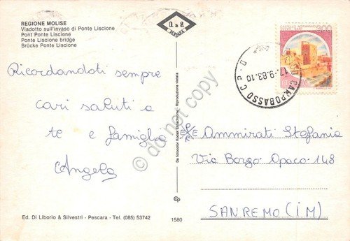 Cartolina Molise Viadotto su invaso di Ponte Liscione 1983