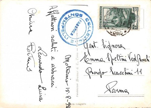 Cartolina Moltrasio panorama dall'alto 1952