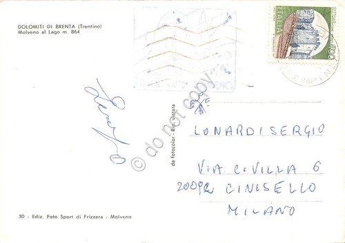 Cartolina Molveno al Lago panorama paese timbro anni '70 | Immagine Gallery 2