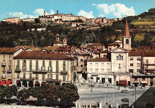 Cartolina Mondovì panorama 1968 distributore Total al retro poesia Carducci