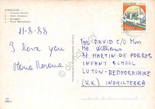 Cartolina Mondragone vedute varie Hotel Sinuessa Viale Marechiaro 1988 (Caserta)