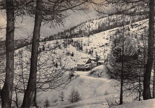 Cartolina Monesi Albergo e Seggiovia del Redentore Timbro Albergo 1956 | Immagine principale