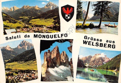 Cartolina Monguelfo vedute varie con stemma (Bolzano) | Immagine principale