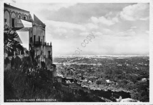 Cartolina Monreale Palazzo Arcivescovile 1959