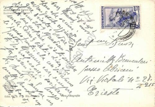 Cartolina Monreale Palazzo Arcivescovile 1959