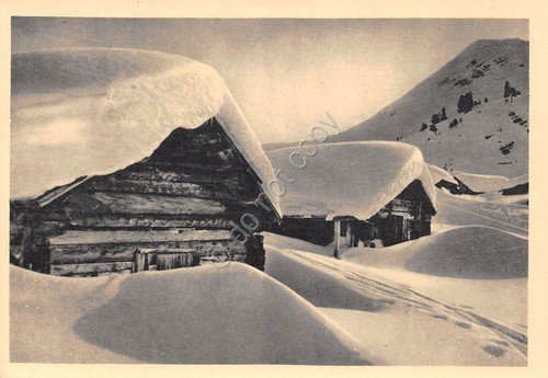 Cartolina Montagna baite con neve serie Dolomiti 1268 anni '40 | Immagine principale
