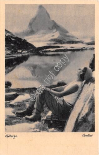 Cartolina Montagna panorama animata anni '30