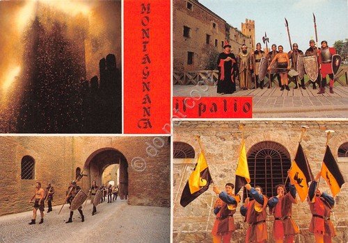 Cartolina Montagnana vedute varie Palio Corsie del Palio anni '80