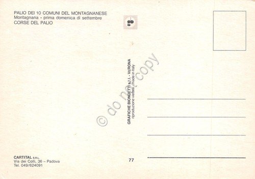 Cartolina Montagnana vedute varie Palio Corsie del Palio anni '80