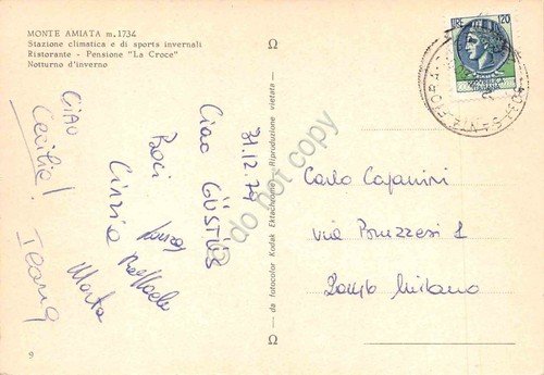 Cartolina Monte Amiata Pensione La Croce Notturno in inverno neve … | Immagine Gallery 2