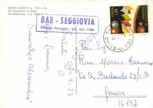 Cartolina Monte Amiata Ristorante la Baita timbro bar seggiovia 1973
