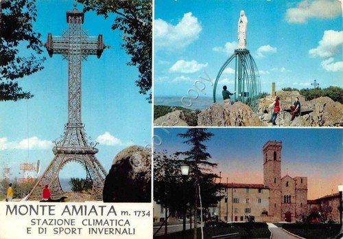 Cartolina Monte Amiata varie vedute animata (Siena)