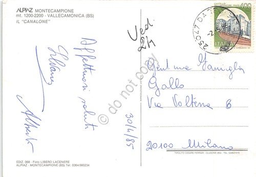 Cartolina Montecampione Il canalone animata sci sciatori 1985 | Immagine Gallery 2