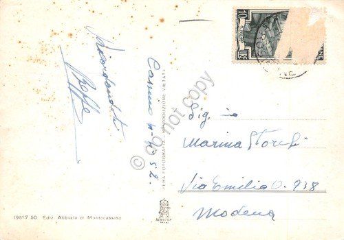 Cartolina Montecassino due vedute aeree prima e dopo la distruzione … | Immagine Gallery 2