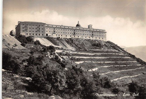Cartolina Montecassino Lato Sud Timbro Pax 1955