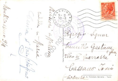 Cartolina Montecassino Lato Sud Timbro Pax 1955