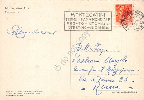 Cartolina Montecatini Alta Panorama 1654 timbro Montecatini grinze (Pistoia) | Immagine Gallery 2