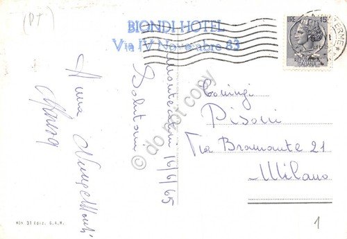 Cartolina Montecatini Alto Vedute treno timbro Hotel Biondi 1965 (Pistoia) | Immagine Gallery 2