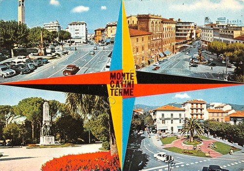 Cartolina Montecatini Terme 4 vedute paese (Pistoia)