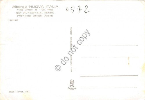 Cartolina Montecatini Terme Albergo Nuova Italia interno arredamento anni '50
