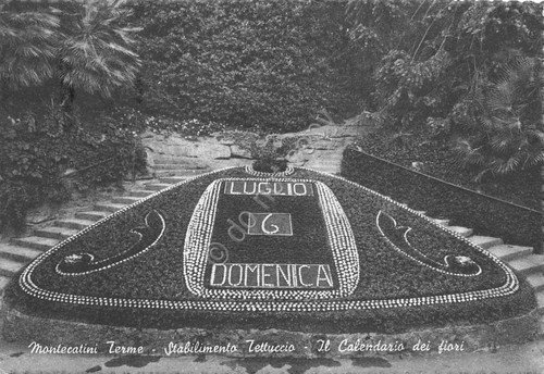 Cartolina Montecatini Terme Calendario dei fiori Stabilimento Tettuccio 1954 | Immagine principale