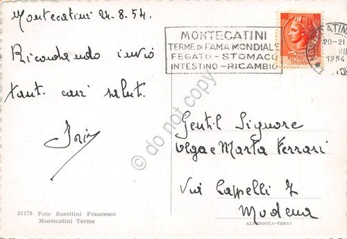 Cartolina Montecatini Terme Calendario dei fiori Stabilimento Tettuccio 1954 | Immagine Gallery 2