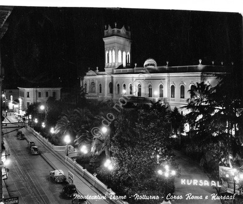 Cartolina Montecatini Terme Corso Roma Kursaal notturno auto d'epoca anni …