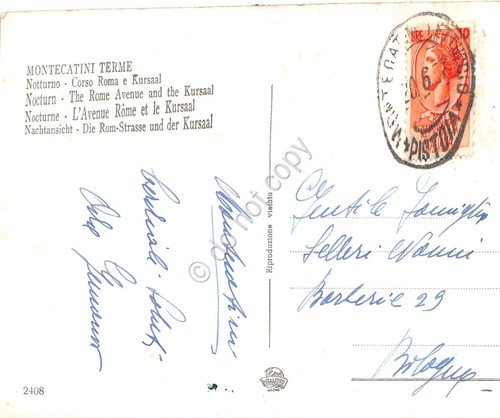 Cartolina Montecatini Terme Corso Roma Kursaal notturno auto d'epoca anni …