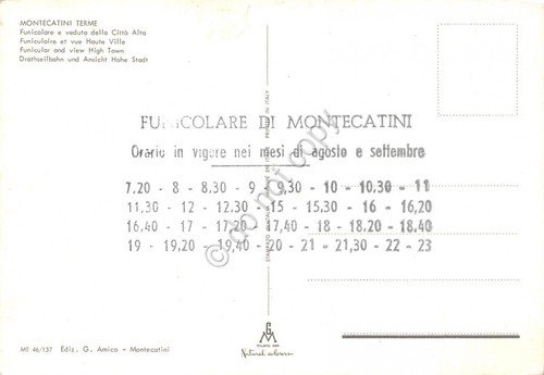 Cartolina Montecatini Terme Funicolare e panorama citt? alta (Pistoia)