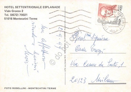 Cartolina Montecatini Terme Hotel Settentrionale Esplanade vedutine 1999