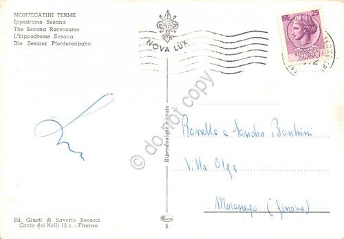 Cartolina Montecatini Terme Ippodromo Sesana Notturno bordi segnati | Immagine Gallery 2