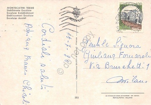 Cartolina Montecatini Terme Stabilimento Excelsior 1985 (Pistoia) | Immagine Gallery 2
