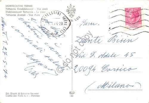Cartolina Montecatini Terme Stabilimento Tettuccio animata 1974