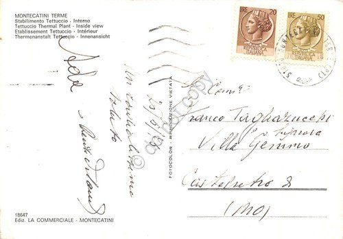 Cartolina Montecatini Terme Stabilimento Tettuccio interno animata 1975 | Immagine Gallery 2