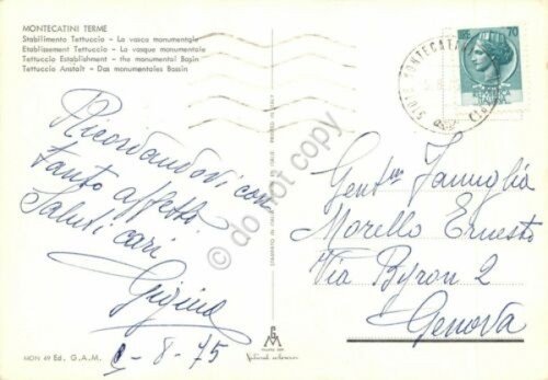 Cartolina Montecatini Terme Stabilimento Tettuccio Vasca monumentale animata '75 | Immagine Gallery 2