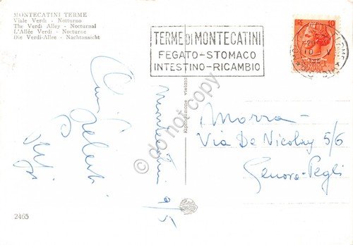 Cartolina Montecatini Terme Via Verdi Notturno Auto d'epoca Timbro Montecatini | Immagine Gallery 2