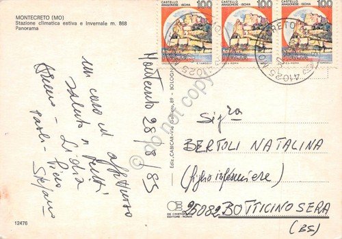 Cartolina Montecreto Panorama 1985
