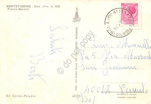 Cartolina Montefiorino Piazza Marconi
