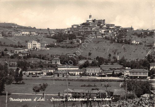 Cartolina Montegrosso d'Asti Stazione Ferroviaria e panorama 1957 | Immagine principale